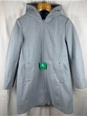 NWT Vince Camuto Hooded Wool Blend Coat Light Blue XL